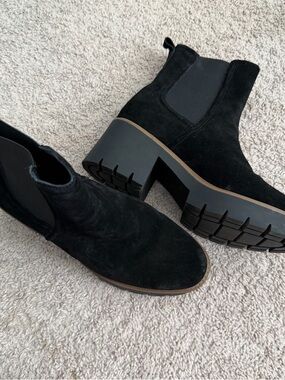 Black Suede Chunky Chelsea Boots